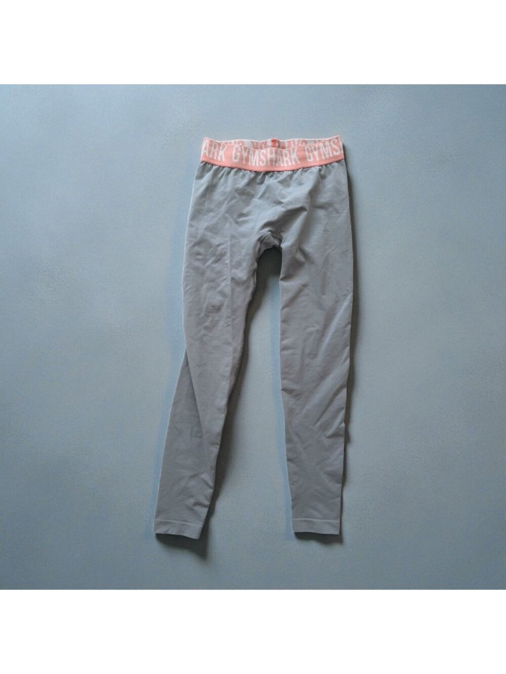 GYMSHARK Gray Peach Logo Waistband Crop Leggings Size Small